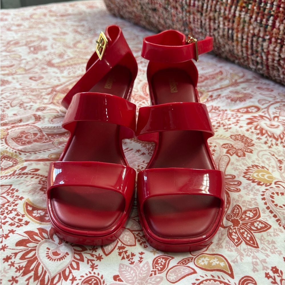 Melissa Red Strappy Sandals Size 8
